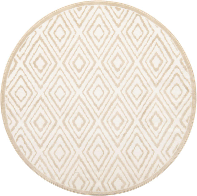 Snow White 6' x 6' Hermitage Round Area Rug 55% Polypropylene & 45% Polyester Easy Clean Stain-Resistant Carpet for Living, Office, Dorm Rooms for Sale at Rug Engine