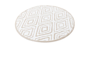 Snow White 4' x 4' Hermitage Round Area Rug 55% Polypropylene & 45% Polyester Easy Clean Stain-Resistant Carpet for Living, Office, Dorm Rooms for Sale at Rug Engine