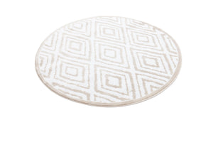 Snow White 4' x 4' Hermitage Round Area Rug 55% Polypropylene & 45% Polyester Easy Clean Stain-Resistant Carpet for Living, Office, Dorm Rooms for Sale at Rug Engine