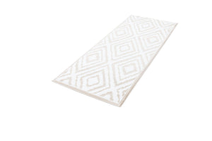 Snow White 2' x 5' Hermitage Runner Area Rug 55% Polypropylene & 45% Polyester Easy Clean Stain-Resistant Carpet for Living, Office, Dorm Rooms for Sale at Rug Engine