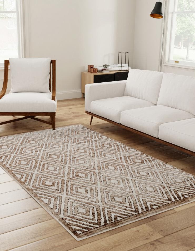 Chocolate Brown 7' 10 x 11' 6 Hermitage Rectangle Area Rug 55% Polypropylene & 45% Polyester Easy Clean Stain-Resistant Carpet for Living, Office, Dorm Rooms for Sale at Rug Engine