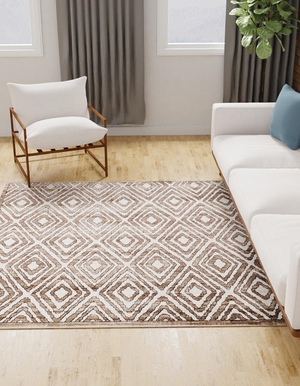 Chocolate Brown 6' x 6' Hermitage Square Area Rug 55% Polypropylene & 45% Polyester Easy Clean Stain-Resistant Carpet for Living, Office, Dorm Rooms for Sale at Rug Engine