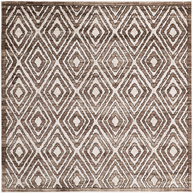 Chocolate Brown 6' x 6' Hermitage Square Area Rug 55% Polypropylene & 45% Polyester Easy Clean Stain-Resistant Carpet for Living, Office, Dorm Rooms for Sale at Rug Engine