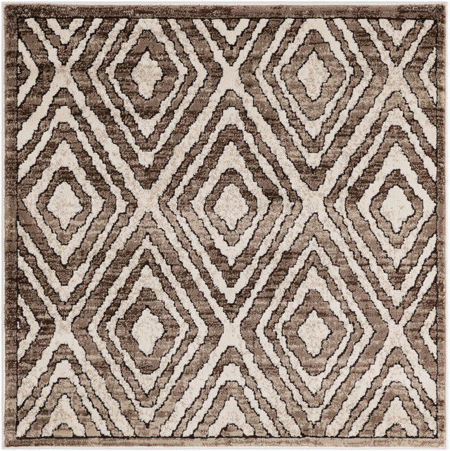 Chocolate Brown 3' 3 x 3' 3 Hermitage Square Area Rug 55% Polypropylene & 45% Polyester Easy Clean Stain-Resistant Carpet for Living, Office, Dorm Rooms for Sale at Rug Engine