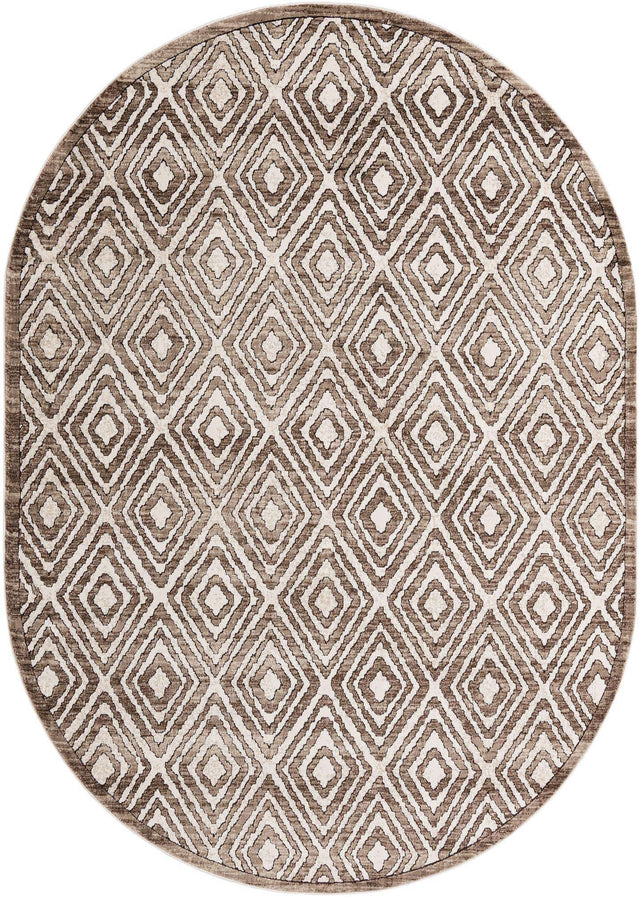 Chocolate Brown 7' x 10' Hermitage Oval Area Rug 55% Polypropylene & 45% Polyester Easy Clean Stain-Resistant Carpet for Living, Office, Dorm Rooms for Sale at Rug Engine