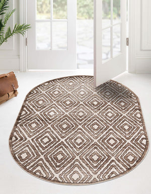 Chocolate Brown 7' 10 x 10' Hermitage Oval Area Rug 55% Polypropylene & 45% Polyester Easy Clean Stain-Resistant Carpet for Living, Office, Dorm Rooms for Sale at Rug Engine
