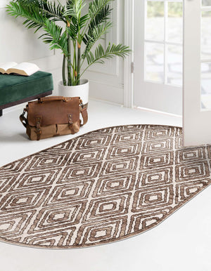 Chocolate Brown 7' 10 x 10' Hermitage Oval Area Rug 55% Polypropylene & 45% Polyester Easy Clean Stain-Resistant Carpet for Living, Office, Dorm Rooms for Sale at Rug Engine
