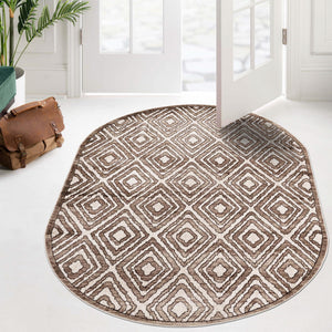 Chocolate Brown 7' 10 x 10' Hermitage Oval Area Rug 55% Polypropylene & 45% Polyester Easy Clean Stain-Resistant Carpet for Living, Office, Dorm Rooms for Sale at Rug Engine