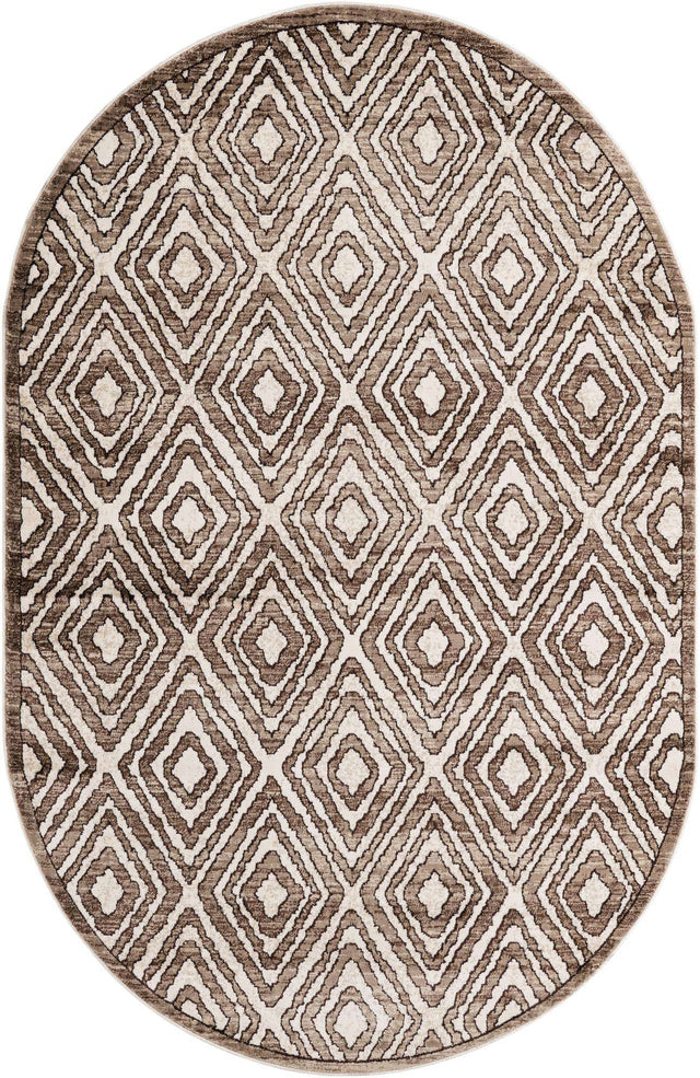 Chocolate Brown 5' 3 x 8' Hermitage Oval Area Rug 55% Polypropylene & 45% Polyester Easy Clean Stain-Resistant Carpet for Living, Office, Dorm Rooms for Sale at Rug Engine