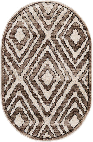 Chocolate Brown 2' x 3' Hermitage Oval Area Rug 55% Polypropylene & 45% Polyester Easy Clean Stain-Resistant Carpet for Living, Office, Dorm Rooms for Sale at Rug Engine