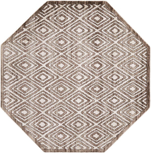 Chocolate Brown 7' 10 x 7' 10 Hermitage Octagon Area Rug 55% Polypropylene & 45% Polyester Easy Clean Stain-Resistant Carpet for Living, Office, Dorm Rooms for Sale at Rug Engine