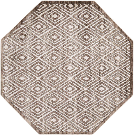Chocolate Brown 7' 10 x 7' 10 Hermitage Octagon Area Rug 55% Polypropylene & 45% Polyester Easy Clean Stain-Resistant Carpet for Living, Office, Dorm Rooms for Sale at Rug Engine