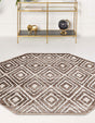 Chocolate Brown 5' 3 x 5' 3 Hermitage Octagon Area Rug 55% Polypropylene & 45% Polyester Easy Clean Stain-Resistant Carpet for Living, Office, Dorm Rooms for Sale at Rug Engine