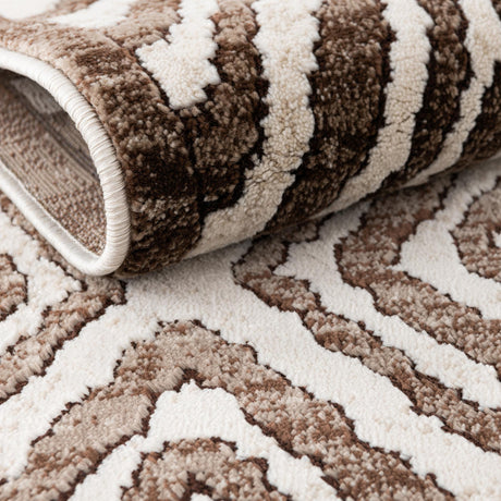 Chocolate Brown 5' 3 x 5' 3 Hermitage Octagon Area Rug 55% Polypropylene & 45% Polyester Easy Clean Stain-Resistant Carpet for Living, Office, Dorm Rooms for Sale at Rug Engine