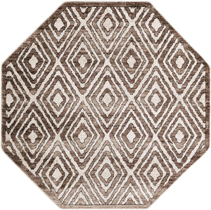 Chocolate Brown 5' 3 x 5' 3 Hermitage Octagon Area Rug 55% Polypropylene & 45% Polyester Easy Clean Stain-Resistant Carpet for Living, Office, Dorm Rooms for Sale at Rug Engine