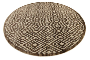 Chocolate Brown 7' 10 x 7' 10 Hermitage Round Area Rug 55% Polypropylene & 45% Polyester Easy Clean Stain-Resistant Carpet for Living, Office, Dorm Rooms for Sale at Rug Engine