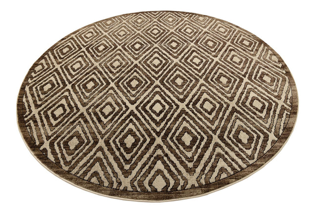 Chocolate Brown 7' 10 x 7' 10 Hermitage Round Area Rug 55% Polypropylene & 45% Polyester Easy Clean Stain-Resistant Carpet for Living, Office, Dorm Rooms for Sale at Rug Engine