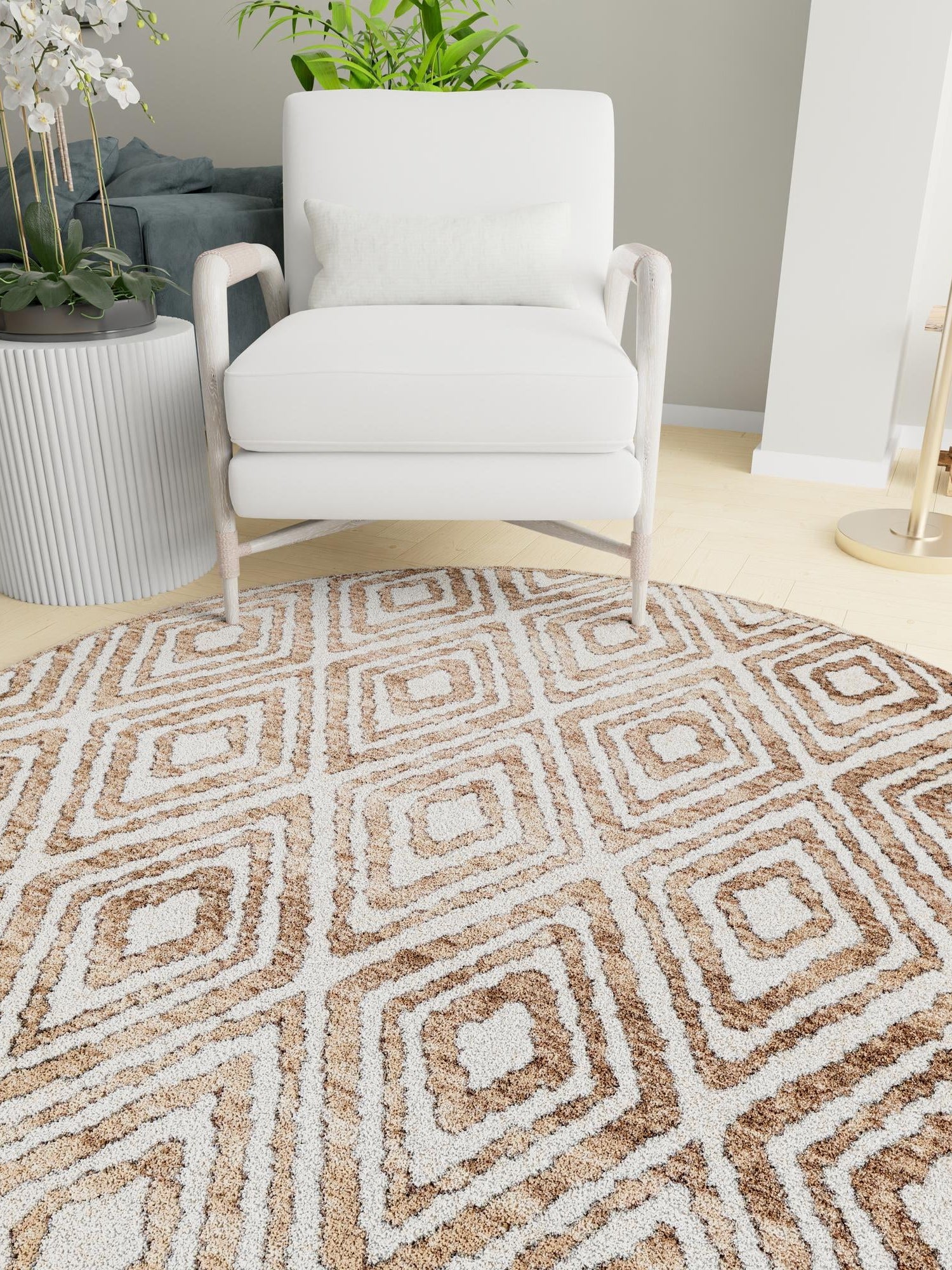 Chocolate Brown 6' x 6' Hermitage Round Area Rug 55% Polypropylene & 45% Polyester Easy Clean Stain-Resistant Carpet for Living, Office, Dorm Rooms for Sale at Rug Engine