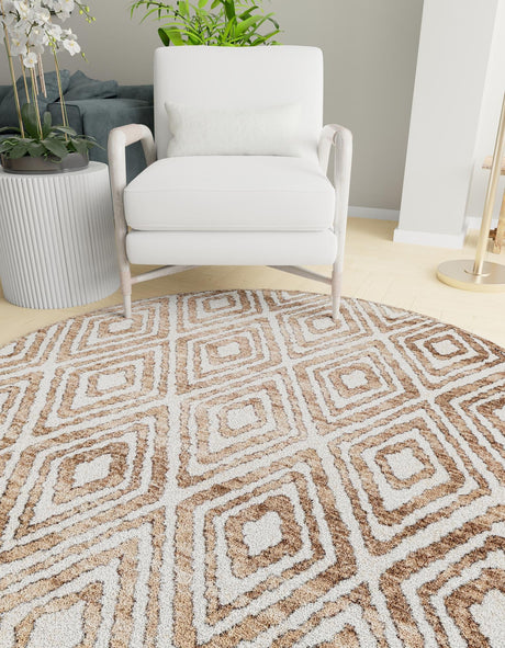 Chocolate Brown 6' x 6' Hermitage Round Area Rug 55% Polypropylene & 45% Polyester Easy Clean Stain-Resistant Carpet for Living, Office, Dorm Rooms for Sale at Rug Engine