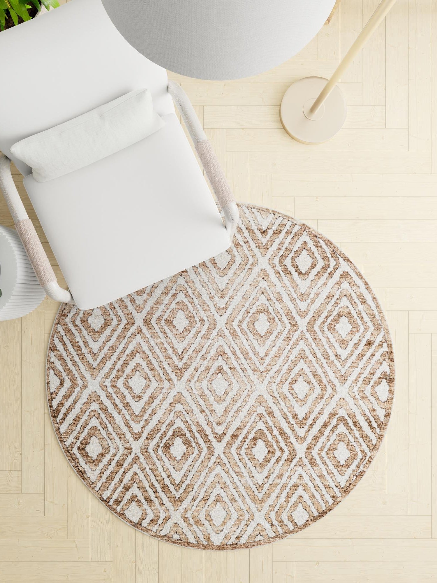 Chocolate Brown 5' 3 x 5' 3 Hermitage Round Area Rug 55% Polypropylene & 45% Polyester Easy Clean Stain-Resistant Carpet for Living, Office, Dorm Rooms for Sale at Rug Engine