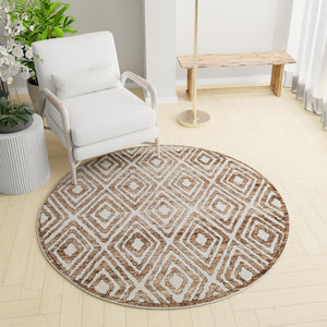 Chocolate Brown 5' 3 x 5' 3 Hermitage Round Area Rug 55% Polypropylene & 45% Polyester Easy Clean Stain-Resistant Carpet for Living, Office, Dorm Rooms for Sale at Rug Engine