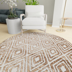 Chocolate Brown 7' 10 x 7' 10 Hermitage Round Area Rug 55% Polypropylene & 45% Polyester Easy Clean Stain-Resistant Carpet for Living, Office, Dorm Rooms for Sale at Rug Engine