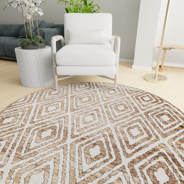 Chocolate Brown 5' 3 x 5' 3 Hermitage Round Area Rug 55% Polypropylene & 45% Polyester Easy Clean Stain-Resistant Carpet for Living, Office, Dorm Rooms for Sale at Rug Engine