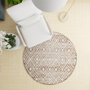 Chocolate Brown 5' 3 x 5' 3 Hermitage Round Area Rug 55% Polypropylene & 45% Polyester Easy Clean Stain-Resistant Carpet for Living, Office, Dorm Rooms for Sale at Rug Engine