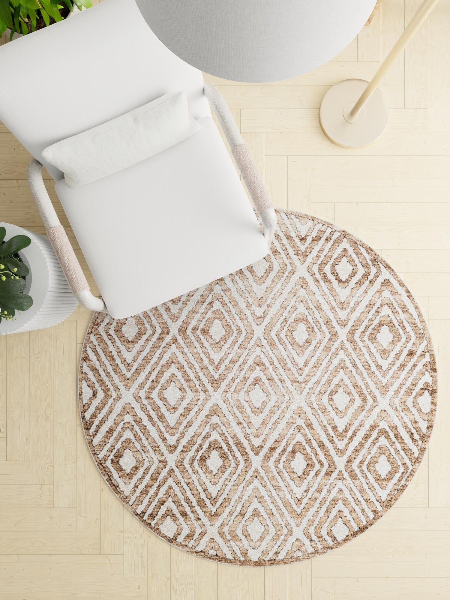 Chocolate Brown 7' 10 x 7' 10 Hermitage Round Area Rug 55% Polypropylene & 45% Polyester Easy Clean Stain-Resistant Carpet for Living, Office, Dorm Rooms for Sale at Rug Engine