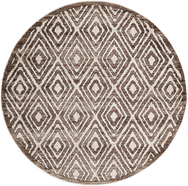 Chocolate Brown 6' x 6' Hermitage Round Area Rug 55% Polypropylene & 45% Polyester Easy Clean Stain-Resistant Carpet for Living, Office, Dorm Rooms for Sale at Rug Engine