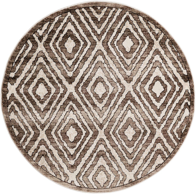 Chocolate Brown 4' x 4' Hermitage Round Area Rug 55% Polypropylene & 45% Polyester Easy Clean Stain-Resistant Carpet for Living, Office, Dorm Rooms for Sale at Rug Engine