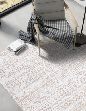 Snow White 9' x 12' Hermitage Rectangle Area Rug 55% Polypropylene & 45% Polyester Easy Clean Stain-Resistant Carpet for Living, Office, Dorm Rooms for Sale at Rug Engine
