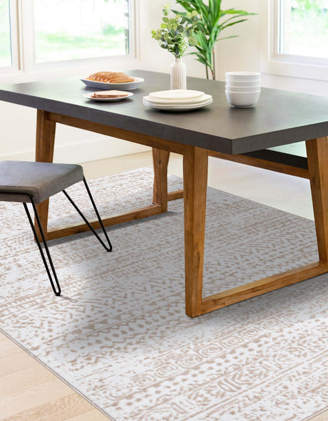 Snow White 2' x 3' Hermitage Rectangle Area Rug 55% Polypropylene & 45% Polyester Easy Clean Stain-Resistant Carpet for Living, Office, Dorm Rooms for Sale at Rug Engine