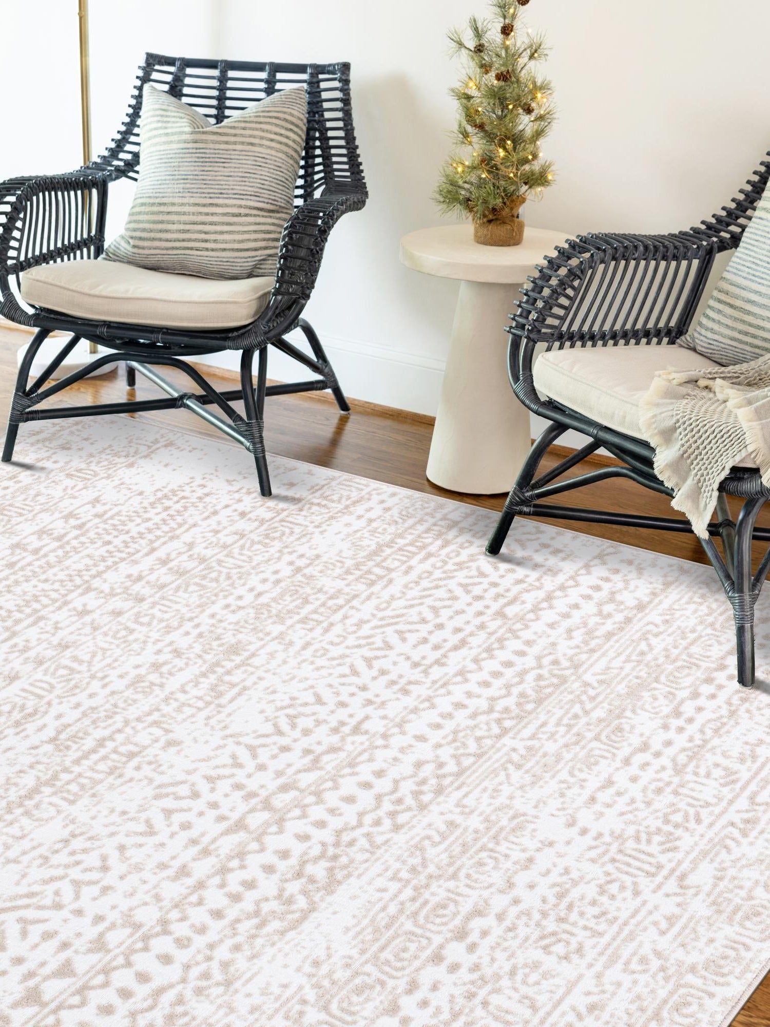 Snow White 2' x 3' Hermitage Rectangle Area Rug 55% Polypropylene & 45% Polyester Easy Clean Stain-Resistant Carpet for Living, Office, Dorm Rooms for Sale at Rug Engine