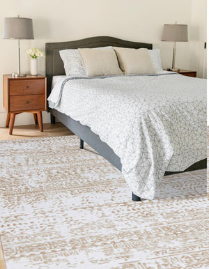 Snow White 3' 3 x 3' 3 Hermitage Square Area Rug 55% Polypropylene & 45% Polyester Easy Clean Stain-Resistant Carpet for Living, Office, Dorm Rooms for Sale at Rug Engine