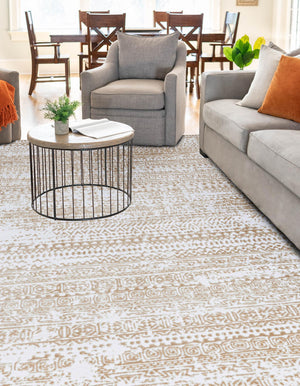 Snow White 6' x 6' Hermitage Square Area Rug 55% Polypropylene & 45% Polyester Easy Clean Stain-Resistant Carpet for Living, Office, Dorm Rooms for Sale at Rug Engine