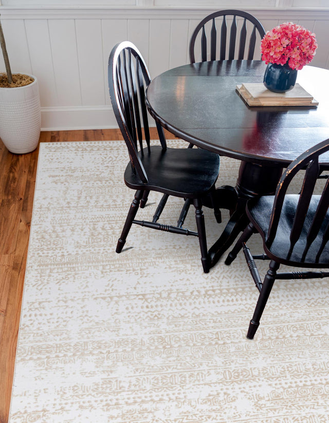 Snow White 6' x 6' Hermitage Square Area Rug 55% Polypropylene & 45% Polyester Easy Clean Stain-Resistant Carpet for Living, Office, Dorm Rooms for Sale at Rug Engine