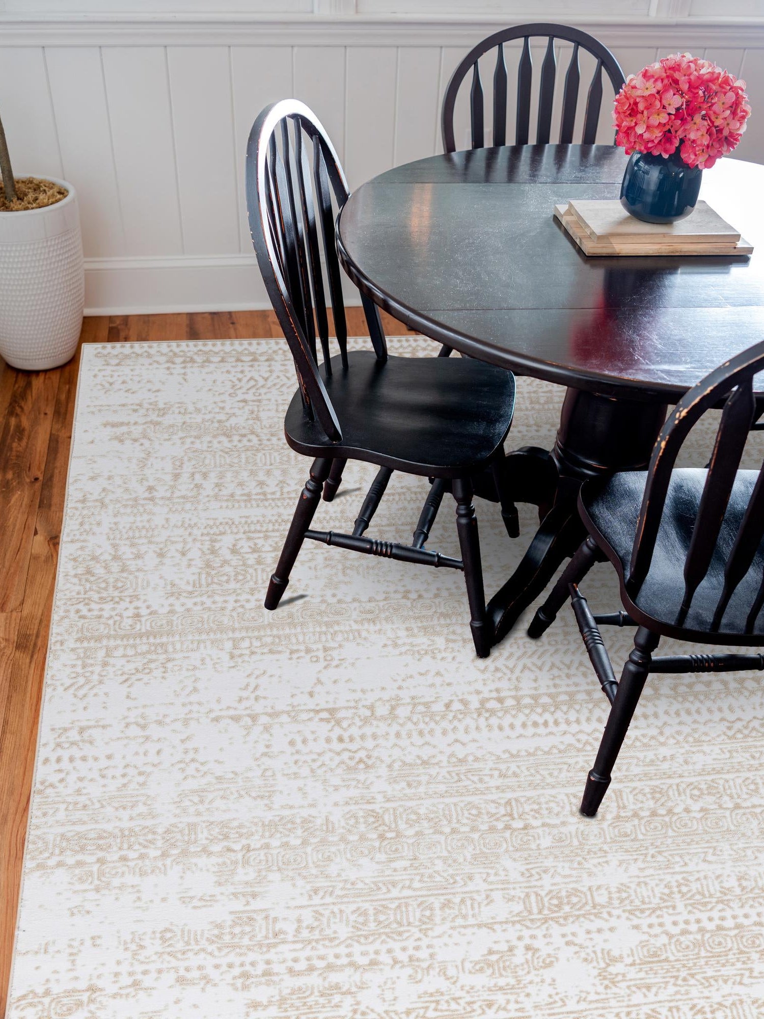 Snow White 3' 3 x 3' 3 Hermitage Square Area Rug 55% Polypropylene & 45% Polyester Easy Clean Stain-Resistant Carpet for Living, Office, Dorm Rooms for Sale at Rug Engine