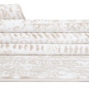 Snow White 5' 3 x 5' 3 Hermitage Square Area Rug 55% Polypropylene & 45% Polyester Easy Clean Stain-Resistant Carpet for Living, Office, Dorm Rooms for Sale at Rug Engine