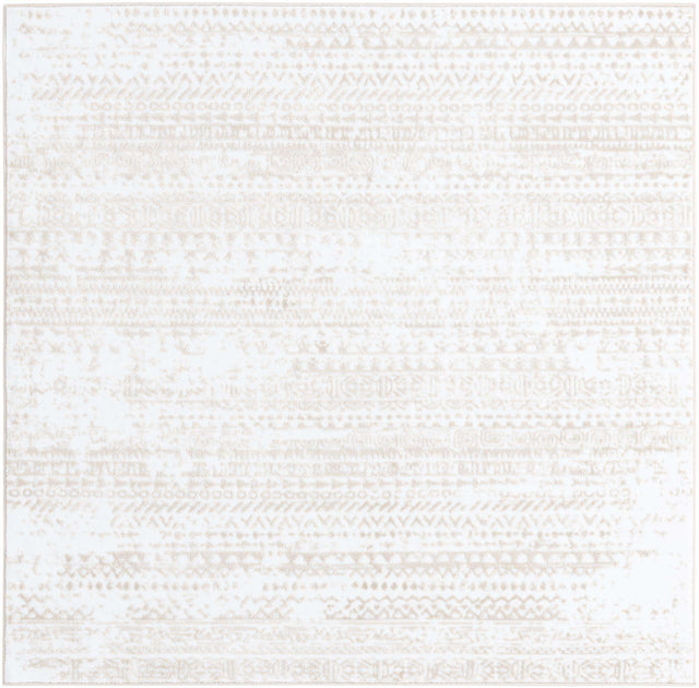 Snow White 6' x 6' Hermitage Square Area Rug 55% Polypropylene & 45% Polyester Easy Clean Stain-Resistant Carpet for Living, Office, Dorm Rooms for Sale at Rug Engine