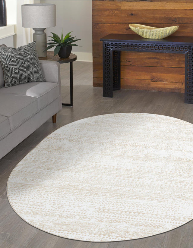 Snow White 4' x 6' Hermitage Oval Area Rug 55% Polypropylene & 45% Polyester Easy Clean Stain-Resistant Carpet for Living, Office, Dorm Rooms for Sale at Rug Engine