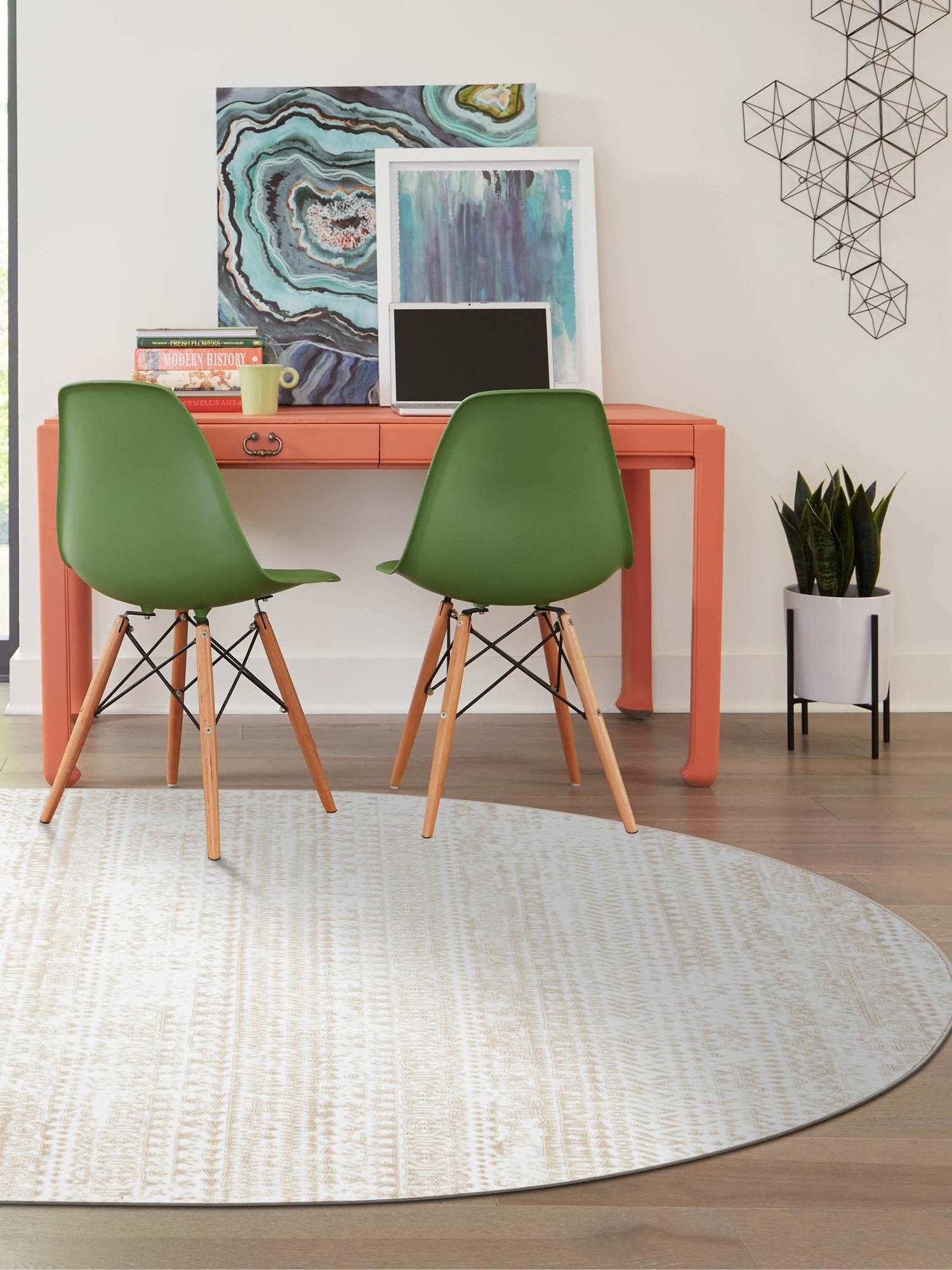 Snow White 4' x 6' Hermitage Oval Area Rug 55% Polypropylene & 45% Polyester Easy Clean Stain-Resistant Carpet for Living, Office, Dorm Rooms for Sale at Rug Engine
