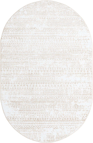 Snow White 5' 3 x 8' Hermitage Oval Area Rug 55% Polypropylene & 45% Polyester Easy Clean Stain-Resistant Carpet for Living, Office, Dorm Rooms for Sale at Rug Engine