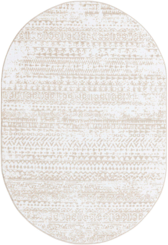 Snow White 4' x 6' Hermitage Oval Area Rug 55% Polypropylene & 45% Polyester Easy Clean Stain-Resistant Carpet for Living, Office, Dorm Rooms for Sale at Rug Engine