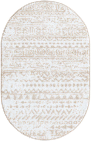 Snow White 2' x 3' Hermitage Oval Area Rug 55% Polypropylene & 45% Polyester Easy Clean Stain-Resistant Carpet for Living, Office, Dorm Rooms for Sale at Rug Engine