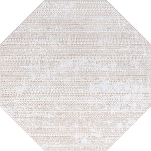 Snow White 7' 10 x 7' 10 Hermitage Octagon Area Rug 55% Polypropylene & 45% Polyester Easy Clean Stain-Resistant Carpet for Living, Office, Dorm Rooms for Sale at Rug Engine