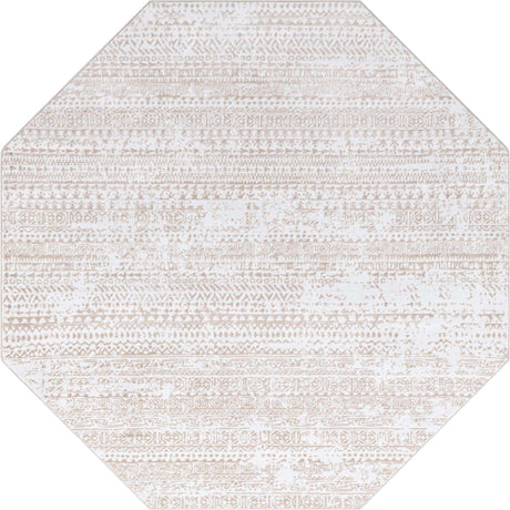 Snow White 7' 10 x 7' 10 Hermitage Octagon Area Rug 55% Polypropylene & 45% Polyester Easy Clean Stain-Resistant Carpet for Living, Office, Dorm Rooms for Sale at Rug Engine
