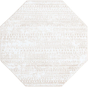 Snow White 5' 3 x 5' 3 Hermitage Octagon Area Rug 55% Polypropylene & 45% Polyester Easy Clean Stain-Resistant Carpet for Living, Office, Dorm Rooms for Sale at Rug Engine