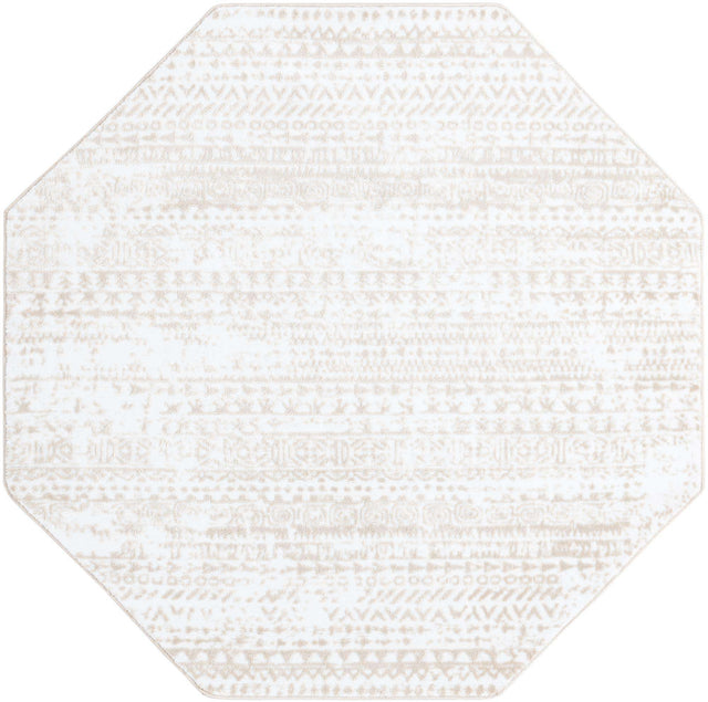 Snow White 5' 3 x 5' 3 Hermitage Octagon Area Rug 55% Polypropylene & 45% Polyester Easy Clean Stain-Resistant Carpet for Living, Office, Dorm Rooms for Sale at Rug Engine
