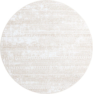 Snow White 7' 10 x 7' 10 Hermitage Round Area Rug 55% Polypropylene & 45% Polyester Easy Clean Stain-Resistant Carpet for Living, Office, Dorm Rooms for Sale at Rug Engine